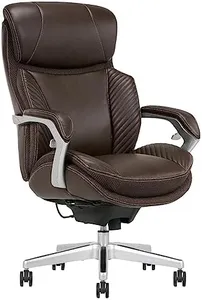 Serta iComfort i6000 Series Big & Tall Ergonomic Bonded Leather High-Back Executive Chair, Brown/Silver