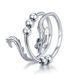 Daixiya Anti Anxiety Ring 925 Sterling Silver Chinese Dragon Adjustable Anxiety Fidget Ring With Bead Spinner Rings Dragon Jewelry Gifts for Men Women Teens (7)