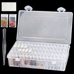 GAESHOW Seed Storage Box, 64 Slots Plastic Seed Organizer Storage Box with 112 Label Stickers and Tweezers, Seed Container Storage for Flower, Vegetable, Fruits, Chili Seeds (64 Slots)