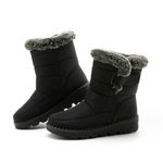 ENIXWH Snow Boots Women's Winter Boots Waterproof Warm Winter Shoes Winter Short Shaft Boots Shoes, black, 9 UK