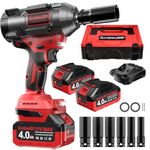 SundpeyPRO 1500N·M Cordless Impact Wrench - 1107ft-lbs 1/2inch Brushless High Torque Impact Wrench with 2 X 4000mah Battery - Power Impac Gun W/Sockets & Fast Charger & Case for Truck Car Heavy Duty