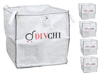 DIVCHI 5 Pack FIBC Bulk Builders Bag Garden Waste Heavy Duty Industrial Woven Material Dumpy Jumbo 1 Tonne Sacks with Handle