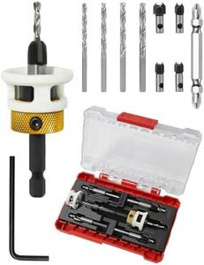 Gubeter Carbide Tipped Countersink Drill Bits Set with Low Friction Depth Stop, 1/4" Quick Change Hex Shank Countersink Drill with Replaceable HSS Pilot Drill Bit for Wood, Plastic, Woodworking