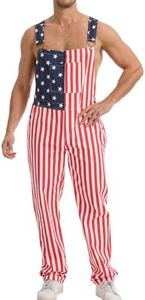 WORK IDEA Men's American Flag Overalls - 250th Anniversary Patriotic USA Stretch Cotton Bibs 4th of July