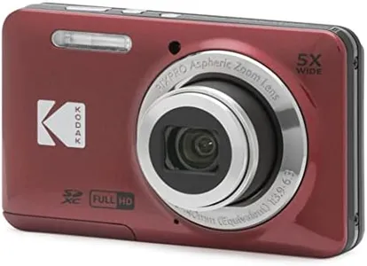 KODAK PIXPRO FZ55-RD 16MP Digital Camera 5X Optical Zoom 28mm Wide Angle 1080P Full HD Video 2.7" LCD Vlogging Camera (Red) Packaging May Vary