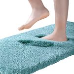 Ultra Thick Bathroom Runner Rug Non Slip Large Bath Mat Runner Highly Absorbent Runner Mat for Bathroom Super Soft Bath Rug Microfiber Shaggy Carpet Floor Runner Mat (20" x 70", Turquoise)