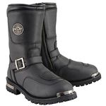 Milwaukee Leather Men's Black Leather Classic Engineer Motorcycle Boots w/Reflective Piping & Gear Shift Protection MBM9070-9.5