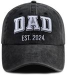 SHANVANKE Funny Dad Est 2024 Hat for Men, Adjustable Cotton 3D Embroidered Daddy Baseball Cap, Dad 2024 Embroidery Black, One Size