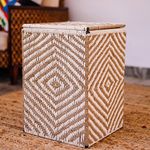 Sirohi Furniture | Cotton and Jute Laundry Basket - 75 Litres, Brown | Sustainable Handwoven Organizer with Lid | Multipurpose Storage Box for Bedroom (Medium, Adult Size)