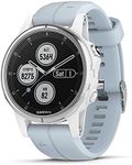 Garmin 010-01987-22 fēnix 5S Plus - Compact Multisport Smartwatch with Music, GPS, Maps, and Pay - White with Sea Foam Band, White with Sea Foam Band