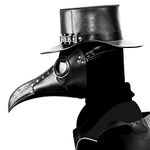 Duduta Black Leather Plague Doctor Mask Long Beak Bird Mask Cool Halloween Costume Crops