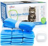 10 Pack Cat Litter Refill Bags 100% Enhanced Odor Control Litter Refills Generic Compatible with Litter Genie and Pet Genie Pail, Included One Non-Original Refill Cartridge