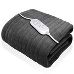 Dreamcatcher Luxurious Grey Heated Throw Electric Blanket, 160 x 120cm Heated Blanket Machine Washable Soft Fleece Electric Throw Overblanket with 12HR Timer and 9x Control Heat Settings