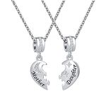 GMXLin Mother and Daughter Charm Necklace Set for 2 Love Heart Puzzle Piece Moon Star Pendant with Stainless Steel Chain for Mom Birthday Bracelets