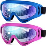 Dizywiee 2-Pack Kids Ski Goggles, S