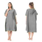 Mokani Changing Robe Surf Poncho Microfiber Towel with Hood for Beach Surfing Swimming Wetsuit Changing, Absorbent & Quick-Drying, Fits Men Women Adults (Gray)