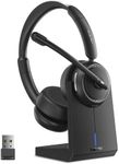 LEVN Wireless Headset, Bluetooth Headset with Noise Canceling Microphone & Charging Base, 65 Hrs Working Time 2.4G Wireless Headset with Microphone for PC/Computer/Laptop/Remote Work/Call Center/Zoom