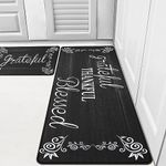 HEBE Anti Fatigue Kitchen Rug Sets 2 Piece Non Slip Thick Cushioned Kitchen Floor Mats Set Anti-Fatigue Mat Comfort Standing Mat Waterproof, 17"x48"+17"x28", Black