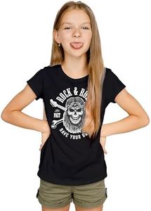 Maglia Rock and Roll per bambini - Maglia teschio rocker Heavy Metal, Nero , 10 Anni