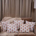 HOMEMONDE Cotton 120 TC Set Of 5 Cushion Covers Sofa Throw Pillowcase Tree Pattern Soft Pillow Cover Home Décor Cushion Case 12X12 Inches, Brown & Mustard