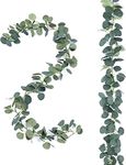 2 Pack Artificial Eucalyptus Garland,Faux Silk Eucalyptus Leaves Hanging Vines Garland Greenery Decor for Party,Home,Wedding Backdrop Arch,Wall,Office