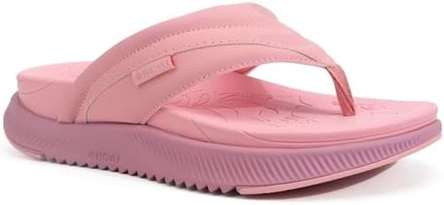ONCAI Orthopedic Flip Flops Women with Arch Support Ladies Orthotic Recovery Sandals 2025 Comfortable Plantar Fasciitis Slip On Walking Sandal for Womans Casual Summer Pink Size 6