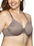 Vanity Fair Women's Full Figure Beauty Back Smoothing Bra, 4-Way Stretch Fabric, Lightly Lined Cups Up to H, Opaque, Underwire-Walnut, 36C