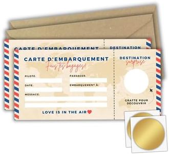 Carte d’Embarquement Voyage Surprise à Gratter | Boarding Pass Personnalisable | Annonce Originale à Offrir en Cadeau | Pour des Vacances Surprises en Amoureux, en Famille où entre Amis (2 cartes)