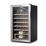 Whirlpool Wine Cooler Refrigerators for 33 Bottles, Free Standing Wine Cellar, 3.6 Cu. Ft. Digital Temperature Control, Double-Paned Glass, Interior LED Light Black