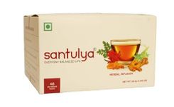 SANTULYA Turmeric + Tulsi + Moringa Herbal Teabags For Detox & Immunity (48 Count (Pack Of 1)), Natural, Non-Gmo, No Added Preservative, Every Day Balanced Life