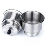 Marinebaby 2PCS Stainless Steel Cup Drink Holder with Drain Marine Boat Rv Camper