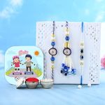 CraftVatika Magnet with Evil Eye Rakhi for Brother Bhabhi Kids, Rakhi Set of 3 for Bhaiya Bhabhi Kids, Rakhi for Men Women, Evil Eye Lumba, Rakhi with Magnet Gift, Fridge Magnet for Fridge Door Decor