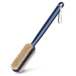 MainBasics Shower Brush Back Scrubber Dual-Sided Body Brush Long Handle with Soft and Stiff Bristles for Dry & Wet Brushing (Navy Blue)