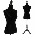 Ymi's Mannequin Torso Stand Dress Form 49.6"-63.4" Adjustable Height Portable Female Mannequin Foam Body Wooden Tripod Base Stand for Sewing Jewelry Display (Black)