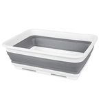 ASAB Collapsible Dish Washing Tub Kitchen Storage Basket with Handles Foldable Plastic Washing Up Bowl Multi Purpose Space Saving Dishes Pan Wash Tub Compact Design