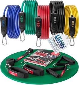 Resistance Bands Widerstandsband Set mit Trainingsguide - Expander Tubes Bänder Band Fitnessbänder - Widerstandsbandset: 5 Widerstandsbänder, Griffe, Türanker, Fußschlaufen | Fitnessband Fitness