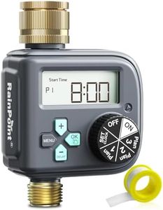 RAINPOINT Water Timer with Brass Inlet and Outlet, 3 Independent Programs, Rain Delay, Hose Sprinkler Timer with Daily/Weekly/Monthly Watering Mode for Garden/Lawn/Pool