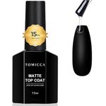 TOMICCA Gel Top Coat-15ML No Wipe Matte Top Coat Gel Nail Polish Soak Off Matte Finish Long Lasting DIY Home Nail Salon