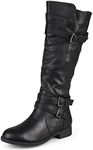 Journee Collection Womens Bite Faux Leather Knee-High Boots Black 9 Medium (B,M)