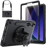 JETech Case for Samsung Galaxy Tab S9 11-Inch with Built-in Screen Protector and S Pen Holder, Heavy Duty Rugged Shockproof Protective Tablet Cover, 360 Degree Rotating Hand Strap Stand (Black)