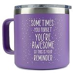 KLUBI Birthday Gifts for Women Who Have Everything - Sometimes You Forget You Are Awesome Gifts For Women Mothers Day Gifts for Mom From Daughter Purple Mug Gifts Baskets for Women Fun Teacher Gifts