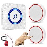 ChunHee Dog Door Bell - Doggie Doorbell Puppy Training - Dog Bells Toilet Training Smart Buttons Dog Clicker Operating at 500Feet with 55 Melodies 5 Volume Levels LED Light Flash 1Receiver 2 Bells