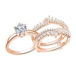 Newshe Wedding Rings for Women Engagement Ring Enhancer Band Bridal Set Sterling Silver 1.8Ct Cz Rose Gold Size 7