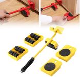 Furniture Lift Mover Tool Set with Adjustable Height Lifting Tool Lever & 4 Wheels, Furniture Mover Dolly Furniture Lifter Moving Sliders for Moving Heavy Furniture (Yellow, Lifting Capacity: 220 LBs)