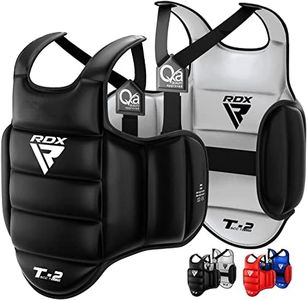 RDX Boxing Chest Guard Reversible, Kickboxing MMA Muay Thai Body Protector, Sparring Training Punching, Adjustable Shield, Martial Arts Upper Belly Rib Pad, Taekwondo Vest (Black, S/M)