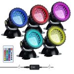 Lychee Waterproof Underwater Spot Lights,Remote Control Amphibious Change Color Submersible Lights for Garden Pond Aquarium Courtyard Swimming Pool Fountain Fish Tank (Set of 5)