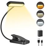 iFalarila Book Light, [Adapter Included] Rechargeable Book Lights for Reading at Night in Bed with 3 Color & 10 Brightness Dimmable, Flexible Gooseneck Small Clip on Reading Light for Kids - 1 Pack