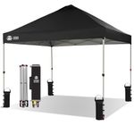 CROWN SHADES Pop Up Gazebo 3m x 3m, CenterLok One Push Instant Pop Up Outdoor Canopy Tent, Heavy Duty Gazebo with Carry Bag, Bonus 8 Stakes and 4 Ropes, Black