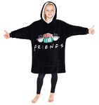 FRIENDS Hoodie for Girls Teens, Fleece Oversized Hoodie Blanket 7-14 Years (Black)