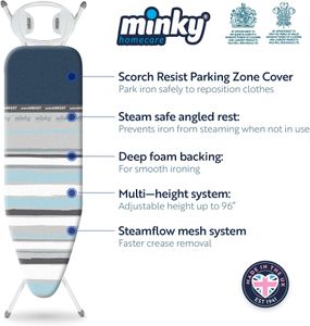 Minky Large Ironing Board – Sturdy Folding Laundry Table